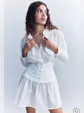 With Jean White Mini Dress with Corset Waist